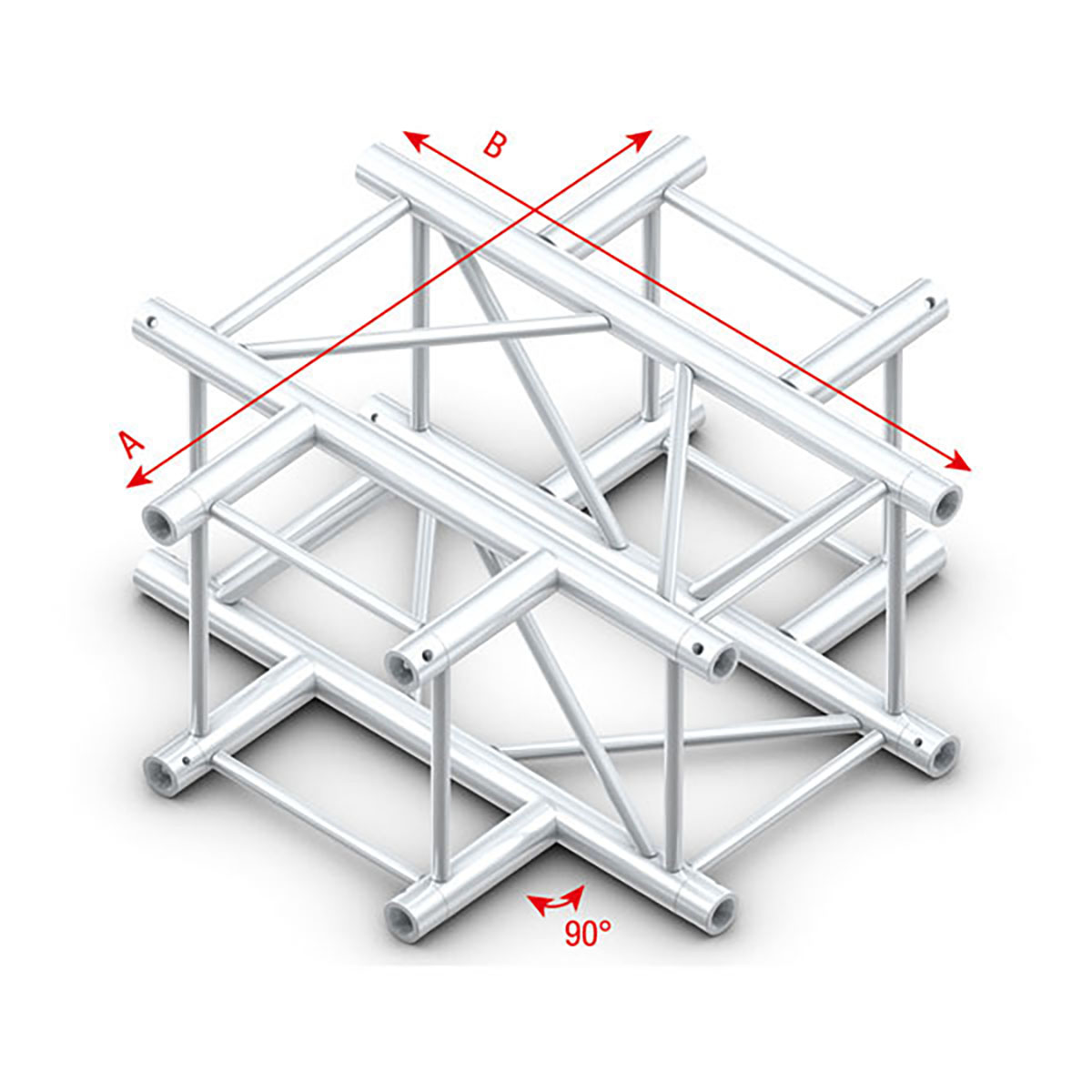 Milos Pro-40 Square F Truss - Cross 4-way QCLF41 - 90° corner - heavy duty - F Milos Pro-40 Square F Truss - Cross 4-way QCLF41 - 90° corner - heavy duty - F