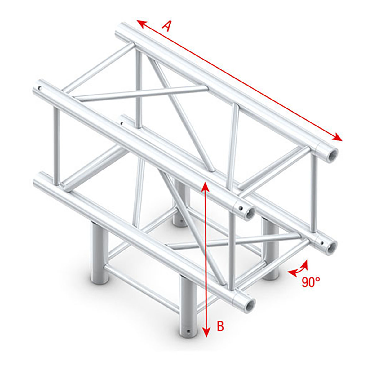 Milos Pro-40 Square F Truss - T-Cross 3-way QTLF35 - 90° corner - heavy duty - F Milos Pro-40 Square F Truss - T-Cross 3-way QTLF35 - 90° corner - heavy duty - F