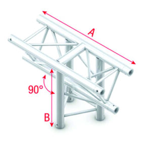 Milos Pro-30 Triangle F Truss - T-Cross vertical 3-way - apex down - 50 cm ATF35sp - 90° corner - silver - F