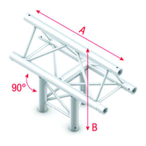 Milos Pro-30 Triangle F Truss - T-Cross vertical - 3-way - apex up - 50 cm ATF35Bsp - 90° corner - silver - F