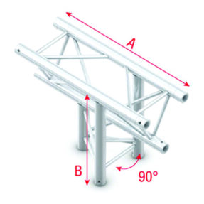 Milos Pro-30 Triangle F Truss - T-Cross vertical - 3-way - apex down - 50 cm ATF37sp - 90° corner - silver - F