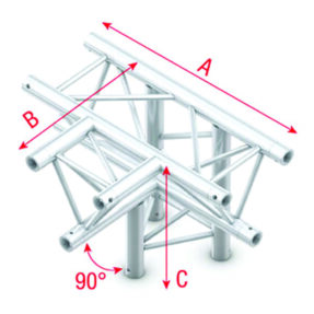 Milos Pro-30 Triangle G Truss - T-Cross + down 4-way - 50 cm ATU42sp - 90° corner - silver - G