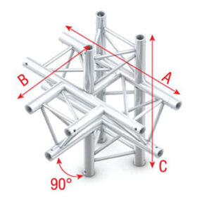 Milos Pro-30 Triangle G Truss - T-Cross + up/down 5-way - 50 cm ATU51sp - 90° corner - silver - G