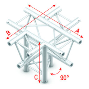 Milos Pro-30 Square G Truss - Cross + Down 5-way - 50 cm ACU53sp - 90° corner - silver - G