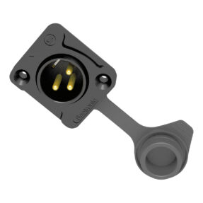 SEETRONIC XLR 3P Chassis - male - IP65 Vergulde contacten - zwarte behuizing