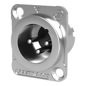 SEETRONIC XLR 3P Chassis - male Verzilverde contacten - nikkelen behuizing