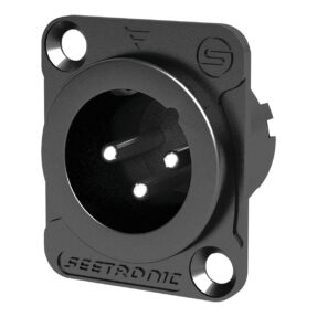 SEETRONIC XLR 3P Chassis - male Verzilverde contacten - zwarte behuizing