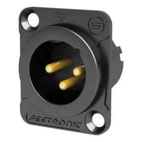 SEETRONIC XLR 3P Chassis - male Vergulde contacten - zwarte behuizing