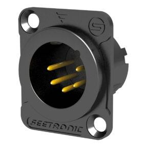 SEETRONIC XLR 5P Chassis - male Vergulde contacten - zwarte behuizing