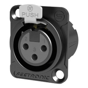 SEETRONIC XLR 3P Chassis - female Verzilverde contacten - zwarte behuizing