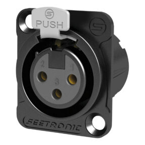 SEETRONIC XLR 3P Chassis - female Vergulde contacten - zwarte behuizing