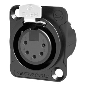 SEETRONIC XLR 5P Chassis - female Verzilverde contacten - zwarte behuizing