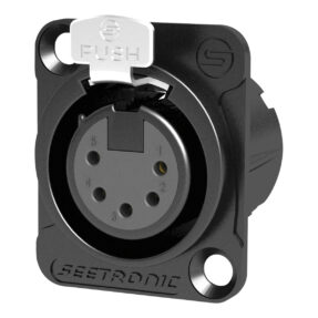 SEETRONIC XLR 5P Chassis - female Vergulde contacten - zwarte behuizing