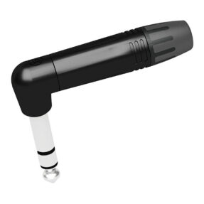 SEETRONIC Jack Plug 6.3 mm Stereo - 90° Zwarte behuizing - zwarte eindkap