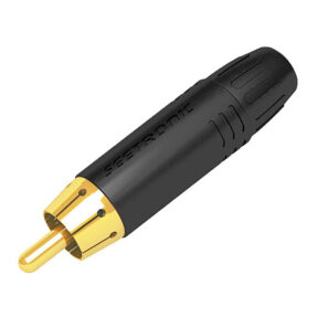 SEETRONIC RCA Connector - Male - Black Housing Vergulde contacten - Zwarte einddop