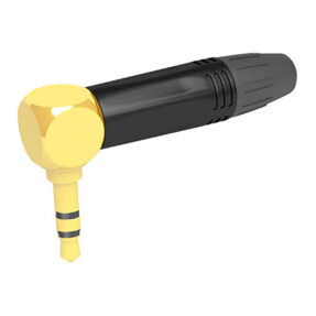 SEETRONIC Jack Plug 3.5 mm Stereo - 90° Vergulde contacten - zwarte behuizing - zwarte eindkap