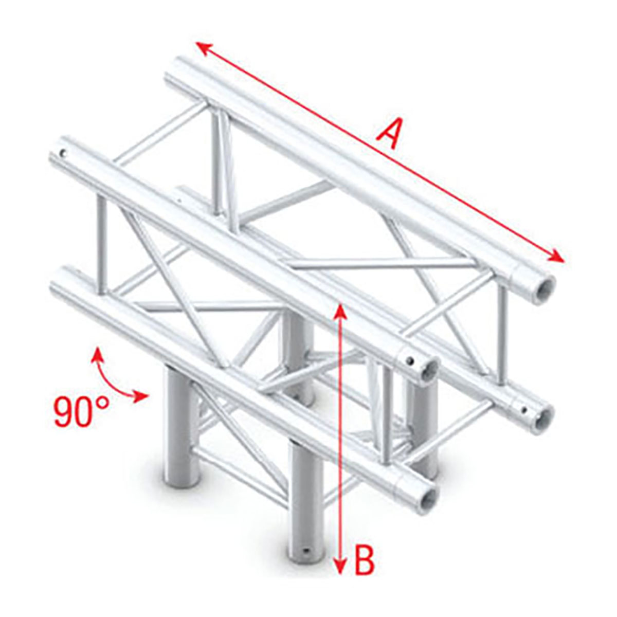 Milos Pro-30 Square P Truss - T-Cross 3-way - 50 cm QTB35sp - 90° corner - silver - P Milos Pro-30 Square P Truss - T-Cross 3-way - 50 cm QTB35sp - 90° corner - silver - P