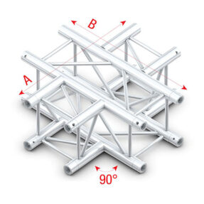 Milos Pro-30 Square P Truss - Cross 4-way - 50 cm QCB41sp - 90° corner - silver - P