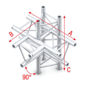 Milos Pro-30 Triangle P Truss - T-Cross + up/down 5-way - 50 cm ATB51sp - 90° corner - silver - P