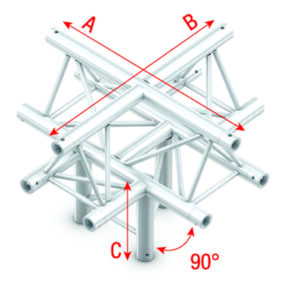 Milos Pro-30 Triangle P Truss - Cross + down 5-way - apex up - 50 cm ACB52sp - 90° corner - silver - P