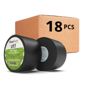 18x MegaTape UT7 balletvloer PVC tape - 33 m op rol 50 mm zwart