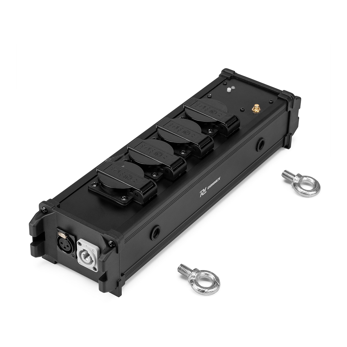 PD Connex PSB50 4-voudige Schuko stroomverdeler met powerCON IN en OUT doorlus en draadloze DMX - Zwart PD Connex PSB50 4-voudige Schuko stroomverdeler met powerCON IN en OUT doorlus en draadloze DMX - Zwart