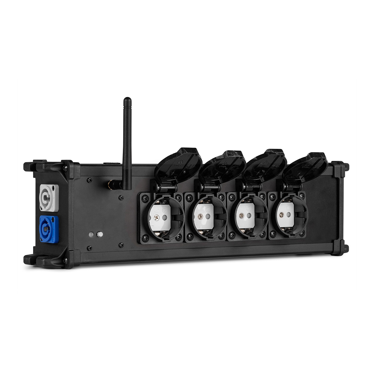 PD Connex PSB50 4-voudige Schuko stroomverdeler met powerCON IN en OUT doorlus en draadloze DMX - Zwart PD Connex PSB50 4-voudige Schuko stroomverdeler met powerCON IN en OUT doorlus en draadloze DMX - Zwart