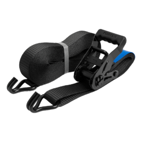 FORTEX 2-delige spanband met ratel en haken - 35mm  - 1500/3000daN - 4 meter zwart