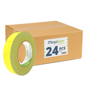 24x MegaTape UT120 beschrijfbare fluor gaffa tape - 25m op rol 25 mm geel