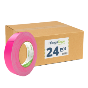 24x MegaTape UT70 fluor gaffa tape - 25 m op rol 25 mm roze