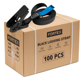 100x FORTEX 1-delige spanband met ratel - 25mm - 250/500daN - 4 meter zwart