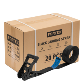 20x FORTEX 1-delige spanband met ratel - 35mm - 1500/3000daN - 5 meter zwart