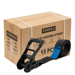 13x FORTEX 1-delige spanband met ratel - 50mm - 2500/5000daN - 4 meter zwart