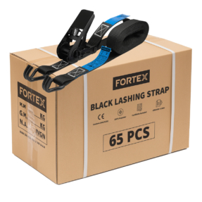 65x FORTEX 2-delige spanband met ratel en haken - 25mm - 250/500daN - 3 meter zwart