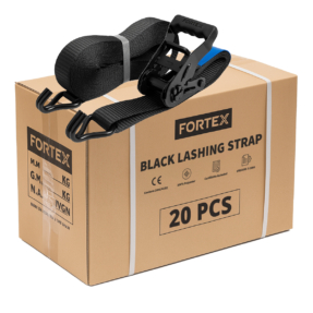 20x FORTEX 2-delige spanband met ratel en haken - 35mm  - 1500/3000daN - 5 meter zwart