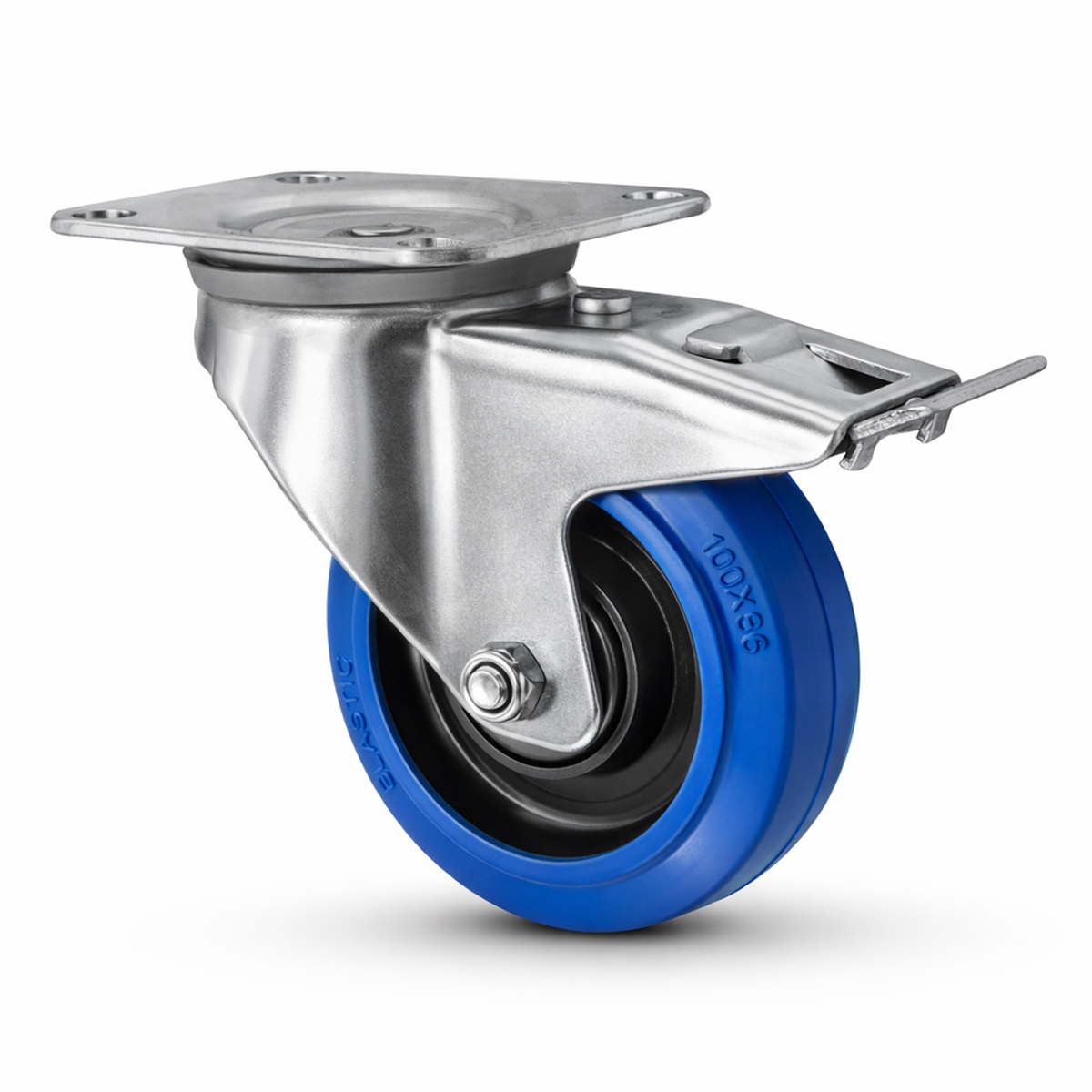 FORTEX Blue Wheel zwenkwiel Ø100mm met dubbele rem WLL 200kg FORTEX Blue Wheel zwenkwiel Ø100mm met dubbele rem WLL 200kg