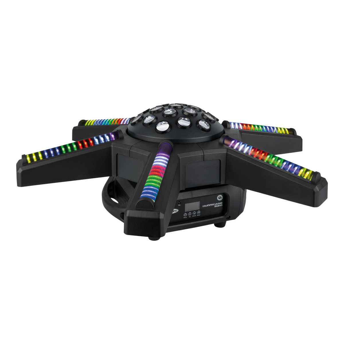 Showtec Hurricane 320 – 12x 5 W RGBW middenstuk en 6 draaiende armen