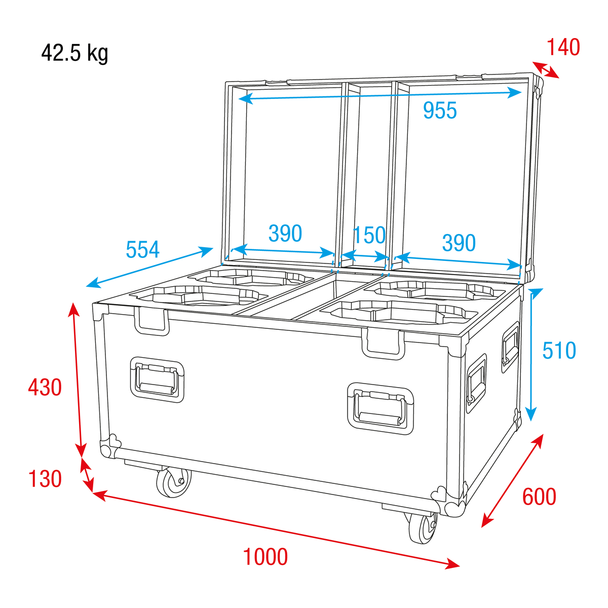 Showtec Case 4X voor Xpression 2000 – Met accessoirevak Showtec Case 4X voor Xpression 2000 – Met accessoirevak