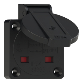 PCE UK inbouwcontactdoos met deksel (BS1363/A) – 13 A, IP54 PCE UK inbouwcontactdoos met deksel (BS1363/A) – 13 A, IP54