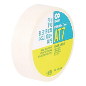 Advance AT7 elektrische PVC-tape – wit, 19 mm × 20 m Advance AT7 elektrische PVC-tape – wit, 19 mm × 20 m
