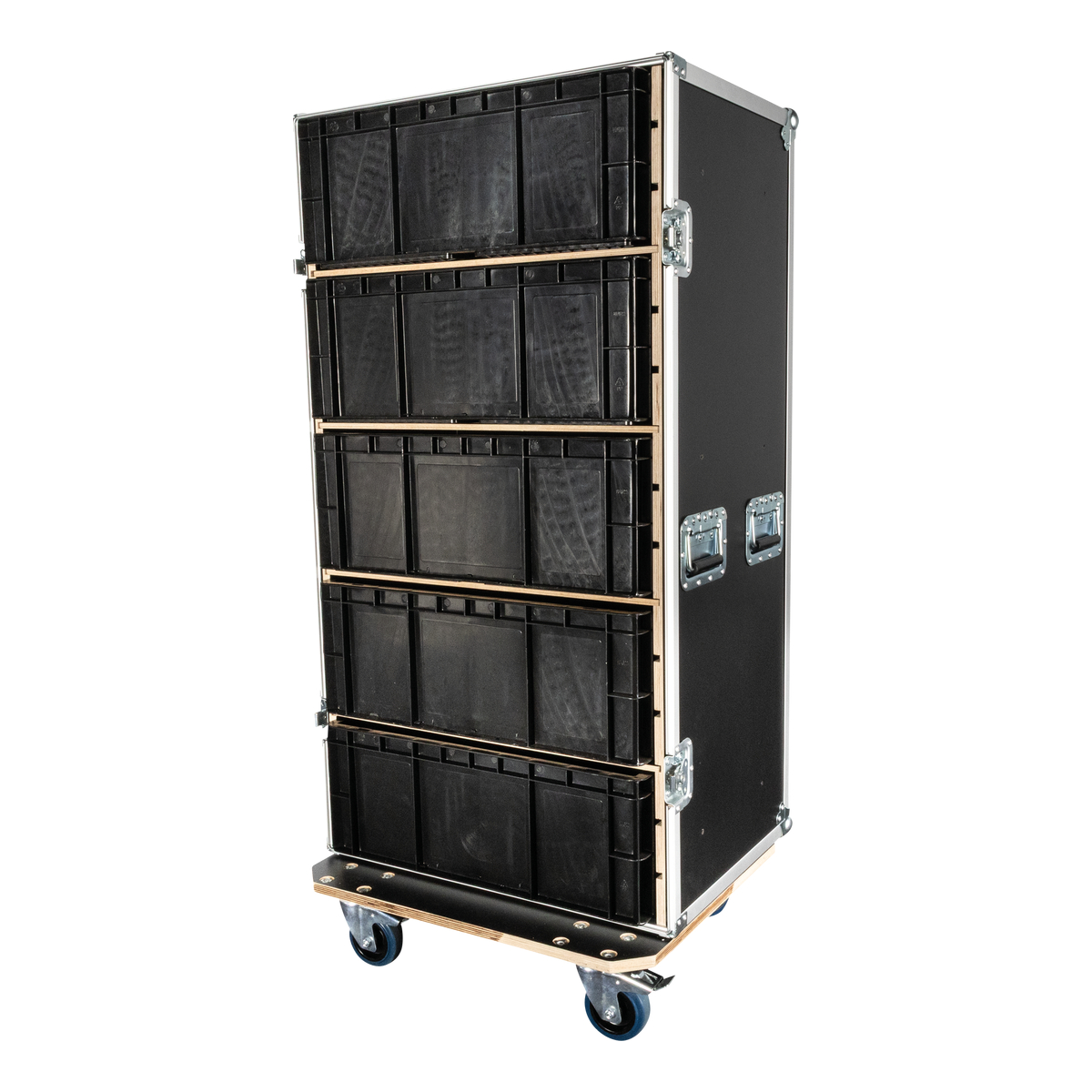 Showgear Storage Case 1 flightcase met 5 verwijderbare kratten, zwart Showgear Storage Case 1 flightcase met 5 verwijderbare kratten, zwart
