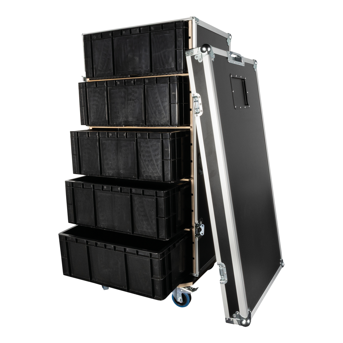 Showgear Storage Case 1 flightcase met 5 verwijderbare kratten, zwart Showgear Storage Case 1 flightcase met 5 verwijderbare kratten, zwart