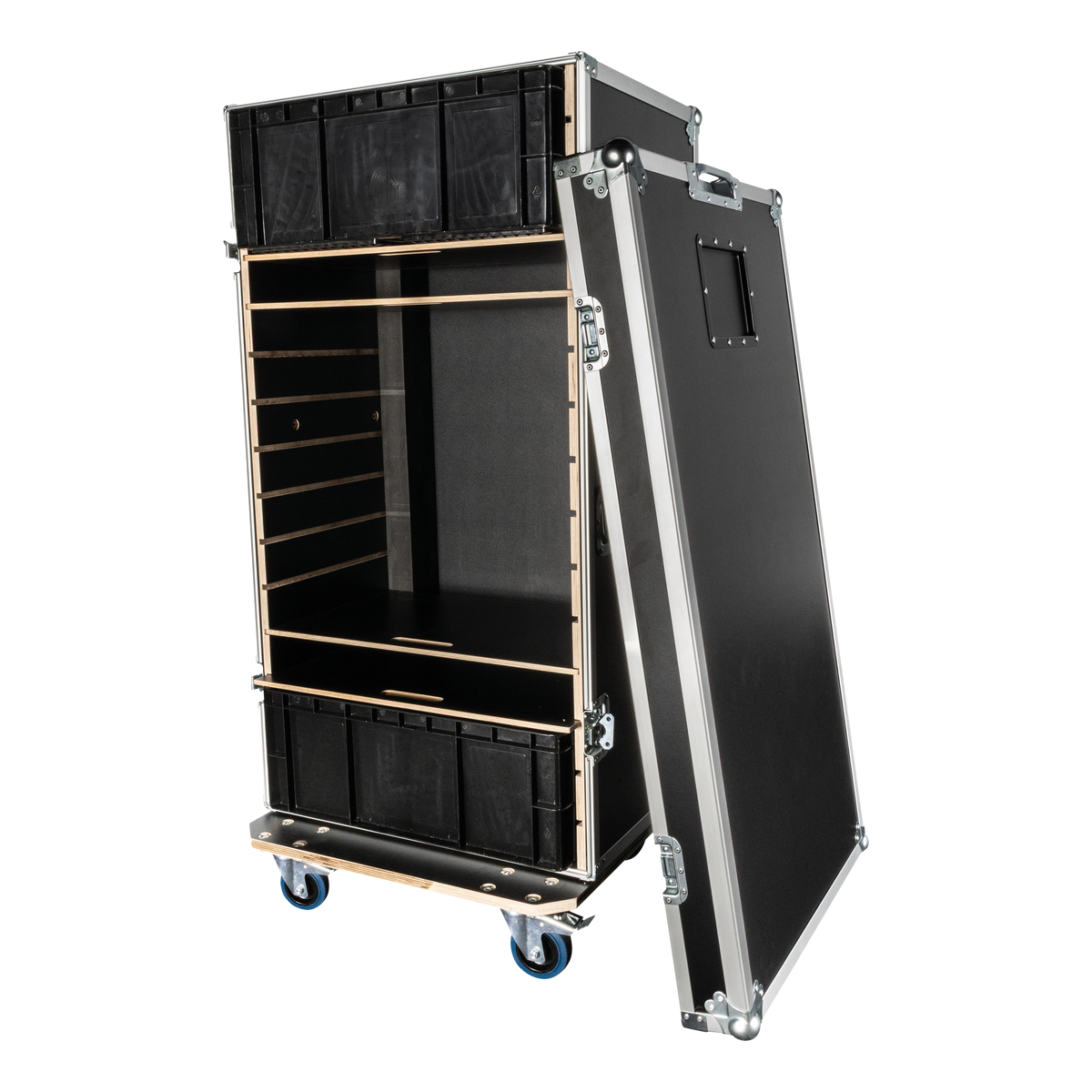Showgear Storage Case 1 flightcase met 5 verwijderbare kratten, zwart Showgear Storage Case 1 flightcase met 5 verwijderbare kratten, zwart