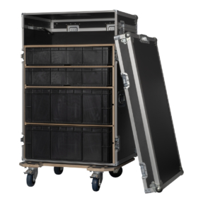 Showgear Storage Case 2 flightcase met 4 kratten en 2 werkbladen, zwart