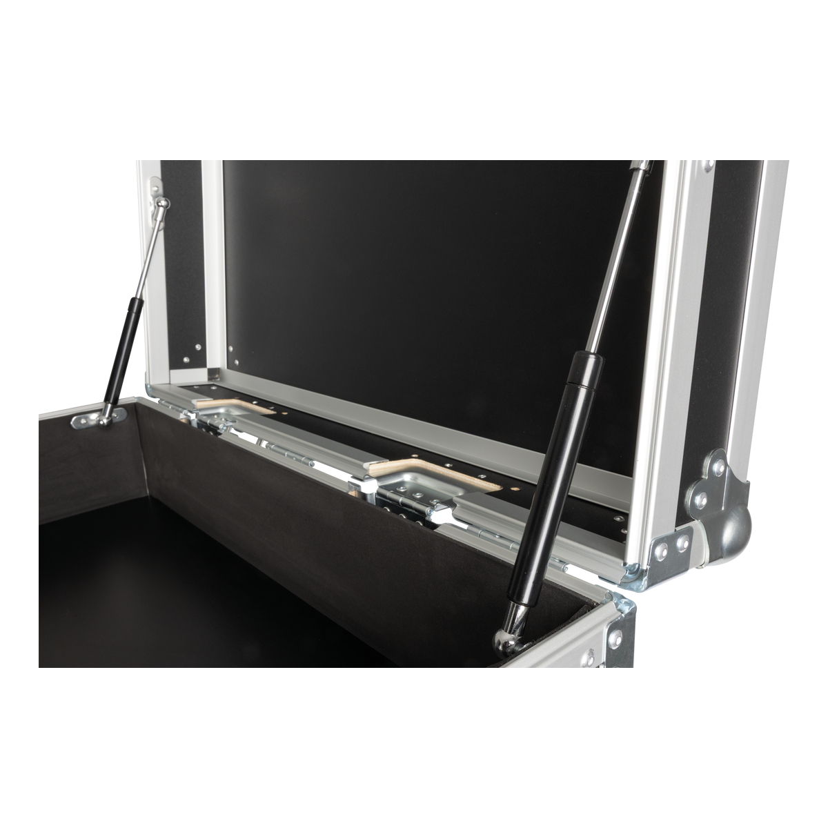 Showgear Storage Case 2 flightcase met 4 kratten en 2 werkbladen, zwart Showgear Storage Case 2 flightcase met 4 kratten en 2 werkbladen, zwart