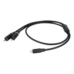 DAP FL100 verloopkabel Lightning naar 2 x RCA male, zwart, 0,75 m