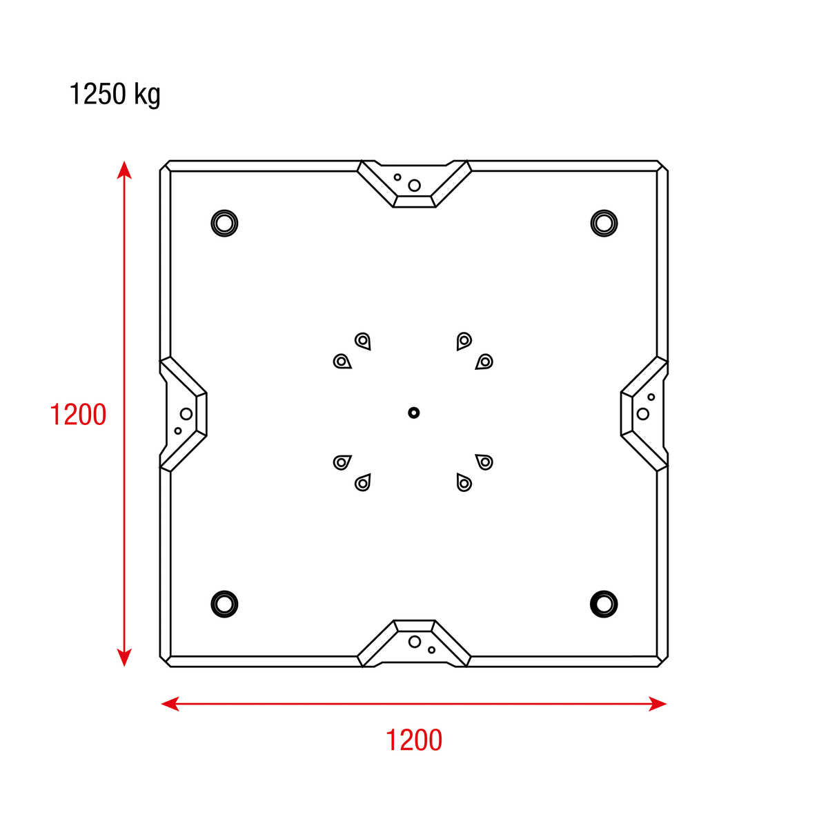 Milos Concrete Ballast Base ballastgewicht 1250 kg – stapelbaar, 1200×1200×400 mm Milos Concrete Ballast Base ballastgewicht 1250 kg – stapelbaar, 1200×1200×400 mm