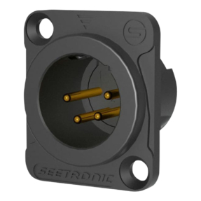 Seetronic XLR 4P Chassis XLR chassisconnector – male – Vergulde contacten – zwarte behuizing