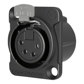 Seetronic XLR 4P Chassis XLR-chassisconnector – female – Verzilverde contacten – zwarte behuizing Seetronic XLR 4P Chassis XLR-chassisconnector – female – Verzilverde contacten – zwarte behuizing