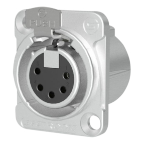Seetronic XLR 5P Chassis – 5-polig inbouwconnector, female, verzilverde contacten, zilver